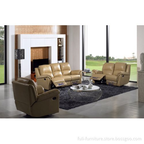 G-2097B 3RR+2RR+1R Recliner Sofa Semi-aniline Top Leather+ P